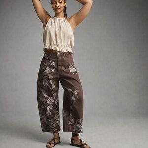 Pilcro Brown Floral Cropped Jeans